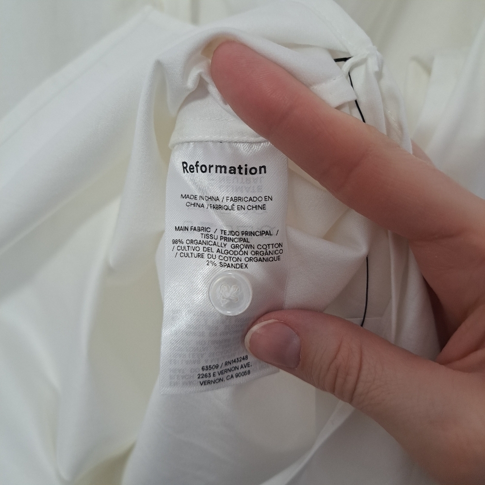 Reformation Laura Harrier Collins Shirt Bright White 6 NWT - Picture 9 of 9